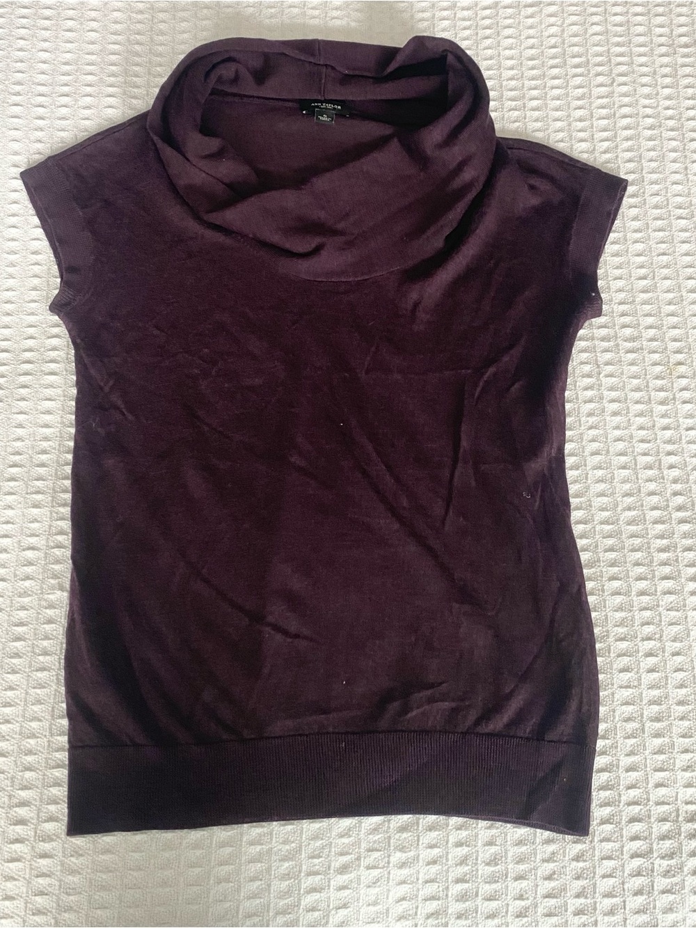 Ann Taylor Plum Knit Cowl Neck Sleeveless Top